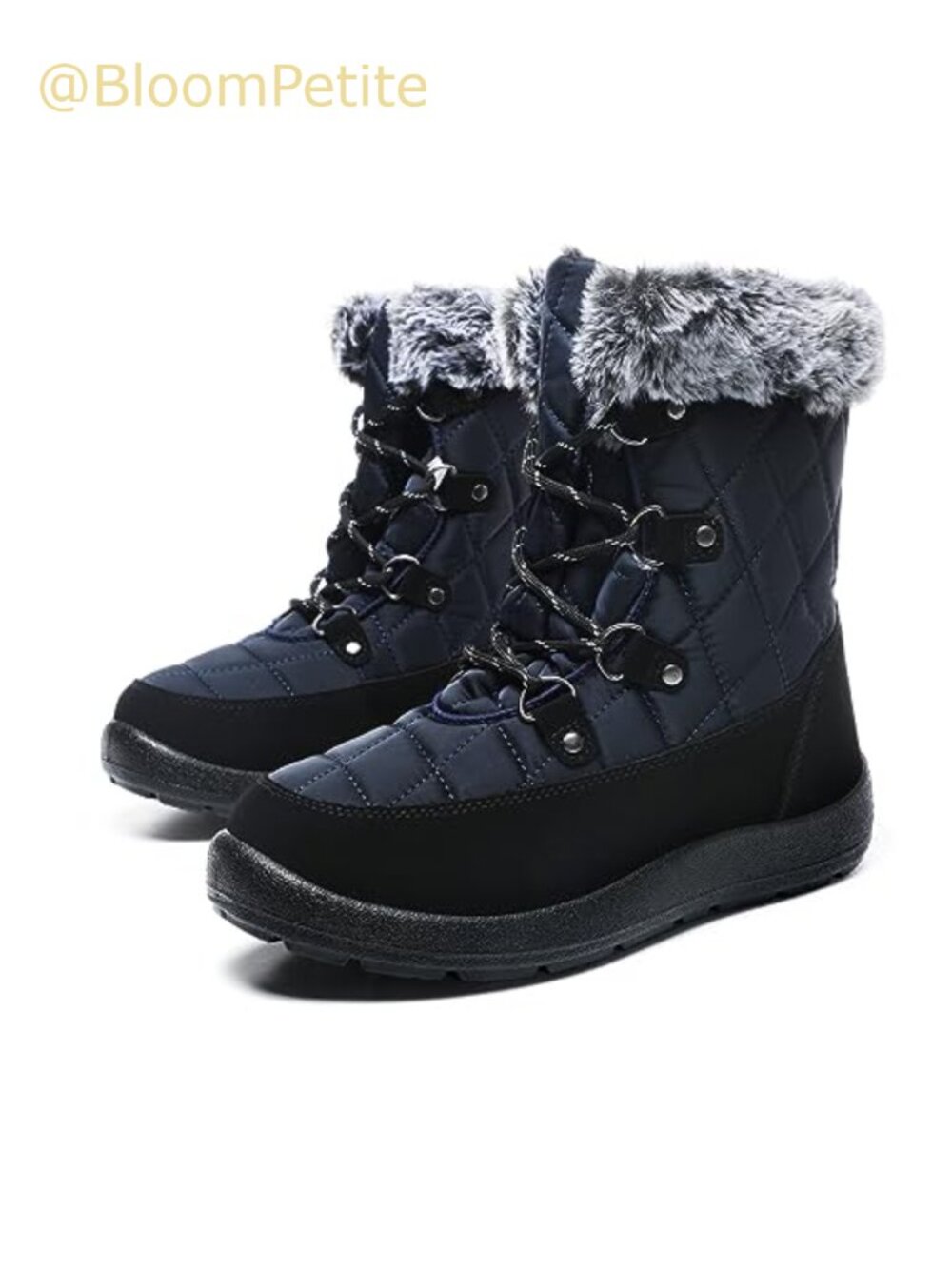 Lace Up Mid Calf Winter Snow Boots Faux Fur Insulated Outdoor